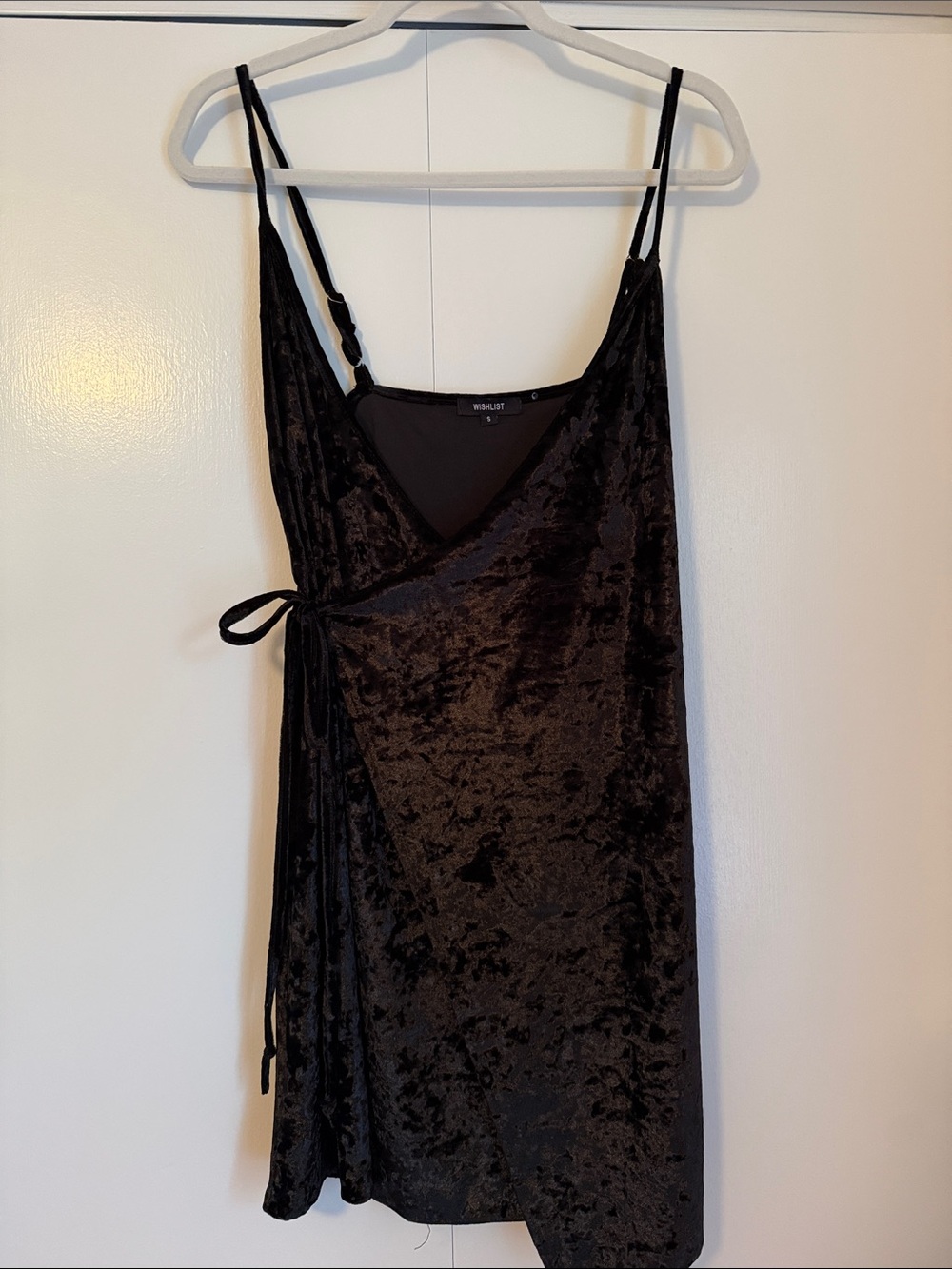 Wishlist Black Velvet Wrap Mini Dress